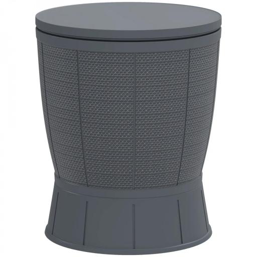 Mesa Nevera para Exterior 41 L 3 en 1 Cool Bar Mesa Auxiliar con Altura Ajustable Cubo de Hielo Tapa Elevable Gris [9]