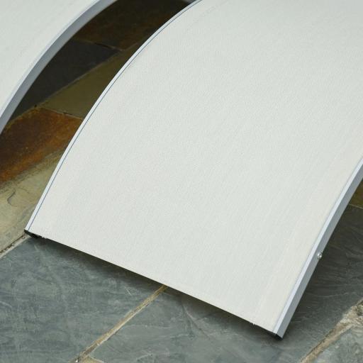  2 Tumbonas Plegables en Forma de S Ergonómica con Marco de Aluminio Texteline para Piscina Patio Jardín Terraza 165x61x63 cm Crema [6]