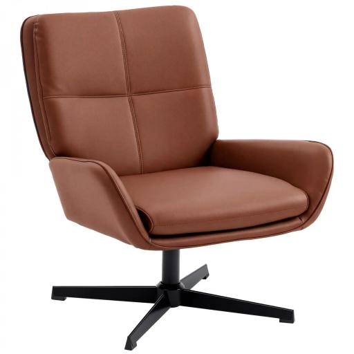 Butaca de Salón Tapizado en PU Sillón Lectura con Asiento Acolchado Reposabrazos Patas Metálicas Marrón [8]