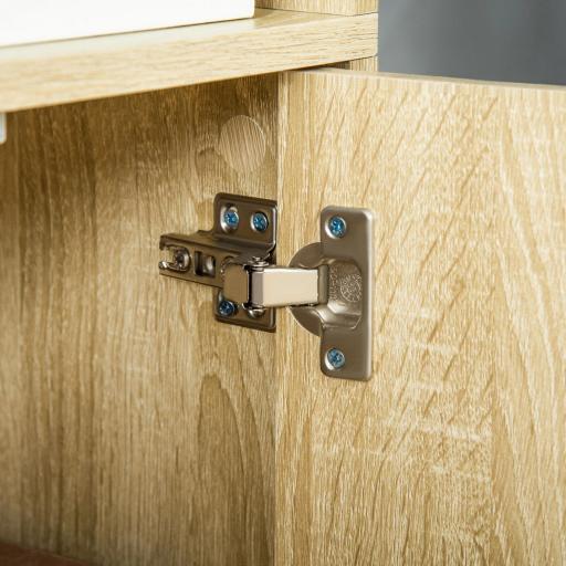 Estantería Librería Armario de Libros con 4 Compartimentos Abiertos y 2 Puertas para Salón Oficina 59x29x180 cm Natural [6]