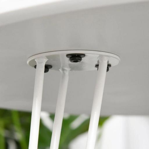 Mesa de Comedor Redonda con Patas de Horquilla Metálicas Estilo Moderno Nórdico para Cocina Salón Cafetería Bar Ø70x75 cm Blanco [4]