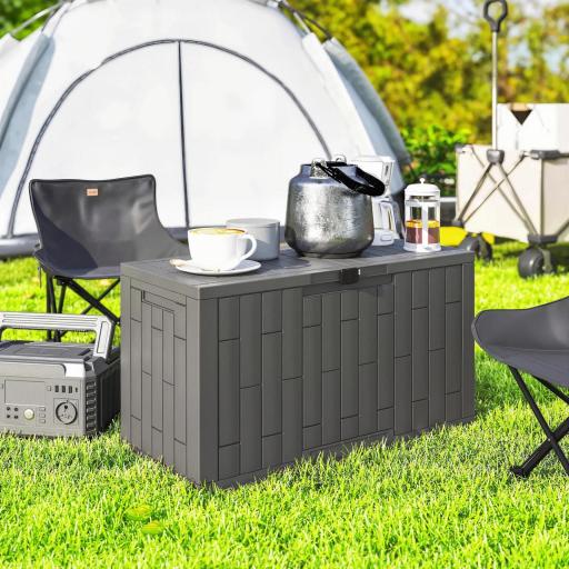 Arcón Exterior Capacidad 227L Baúl de Almacenaje Exterior Resistente al Agua y a los Rayos UV con Cerradura Gris [7]