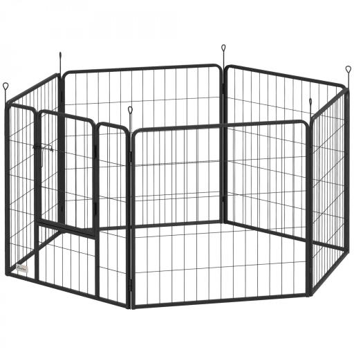 Parque para Perros de 6 Paneles de 80 cm de Altura con Puerta para Interior y Exterior Negro [9]