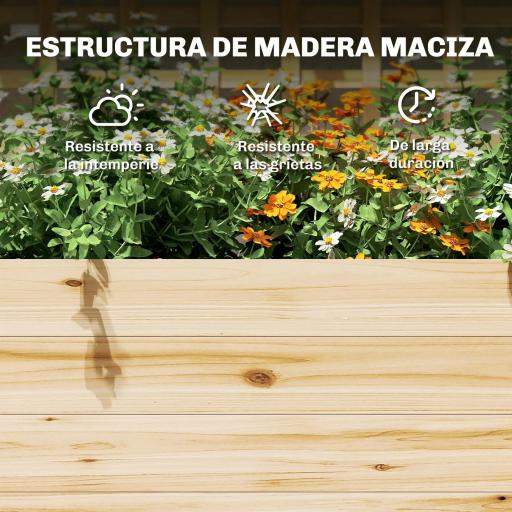 Jardinera con Enrejado y Techo de Madera para Plantas Trepadoras con 2 Estantes Drenaje y Forro 76x43,5x177 cm Natural [6]