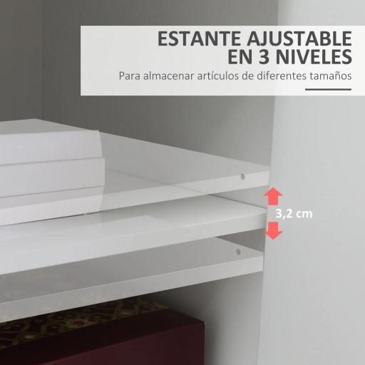 Armario para Impresora con Ruedas Cajón 2 Puertas y Estante para Salón Oficina Estudio 60x39x80 cm Blanco [7]
