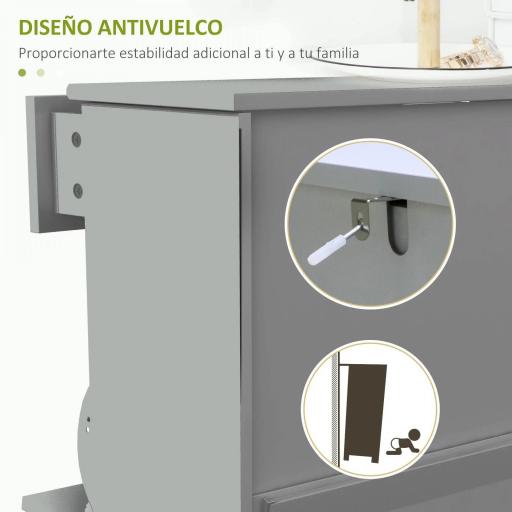 Mueble Zapatero Estrecho con 2 Puertas Abatibles y 1 Cajón para 8 Pares de Zapatos 60x23,5x98,5 cm Gris [4]