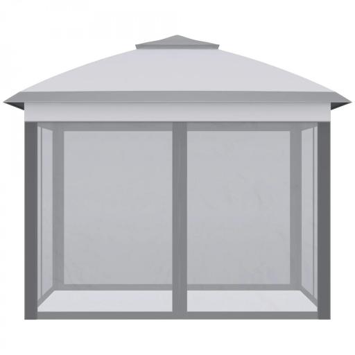 Carpa Plegable 3,3x3,3 m con Altura Ajustable Doble Techo 4 Mosquiteras Extraíbles y Bolsa de Transporte Anti-UV Gris [6]