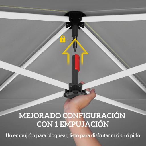 Carpa Plegable Pop-up 3x3 m con Pared Lateral UPF50+ Altura Ajustable Empuje Central Bolsa de Transporte Blanco [2]