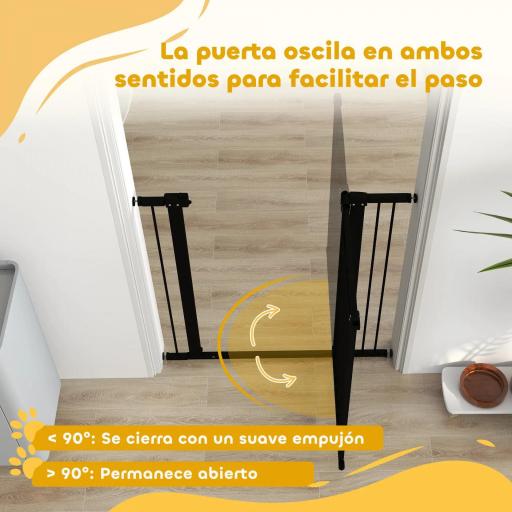 Puerta para Perros con Ancho Ajustable 76-104 cm Barrera de Seguridad con 2 Extensiones y Doble Bloqueo Negro [3]