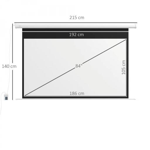 Pantalla de Proyección Eléctrica 84 Pulgadas Formato 16:9 con Mando a Distancia 186x105 cm Blanco [1]