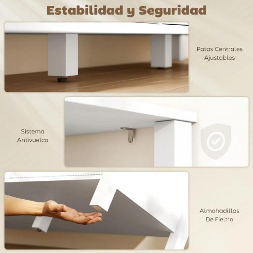 Mueble de TV Moderno con 3 Cajones y 3 Estantes Abiertos para Televisión 43-55 Pulgadas 120x39,5x50 cm Blanco [4]