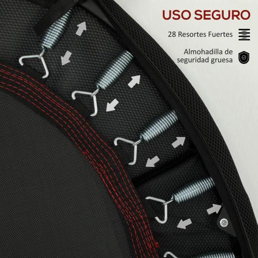 Trampolín de Fitness Ø102 cm Cama Elástica Plegable con Marco de Acero Antideslizantes Carga 100 kg Rojo [3]