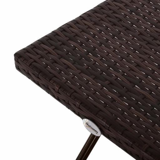 Mesa de Terraza Exterior de Ratán PE Plegable con Patas Cruzadas y Marco de Acero para Patio Balcón 40x40x40 cm Marrón [7]