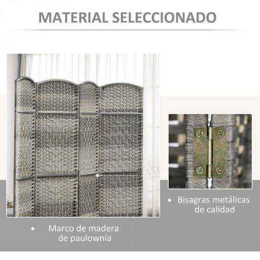 Separador de Ambientes de 6 Paneles Biombo Plegable 270x180 cm Pantalla de Privacidad de Polipropileno Gris Mixto [5]