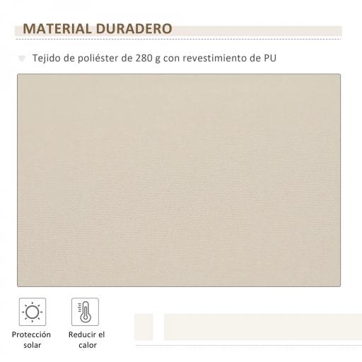 Toldo para Balcón 350x250 cm con Manivela de Metal Impermeable y Anti-UV para Jardín Terraza Ventanas Crema [2]