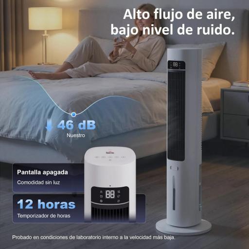 Climatizador Evaporativo 3 en 1 con Depósito de 3 L Oscilación 48° 3 Velocidades 3 Modos Temporizador 12h Blanco [7]