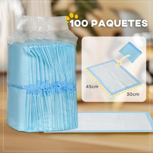 Empapadores para Perros 100 Unidad 45x30 cm Diseño de 6 Capas con Superficie de Secado Rápido a Prueba de Fugas Azul [5]