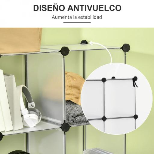Armario Modular de Plástico Zapatero Organizador con 16 Cubos para Entrada Pasillo Dormitorio 125x32x125 cm Transparente [3]