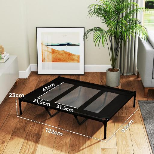 Cama Elevada para Perros Grandes Cama para Perros con Zona de Malla Transpirable y Bolsa 122x92x23 cm Negro [1]