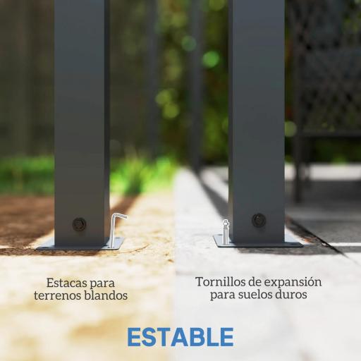 Pérgola de Aluminio 4x3 m Gazebo con Luces LED Solares y Techo Retráctil para Jardín Crema [6]