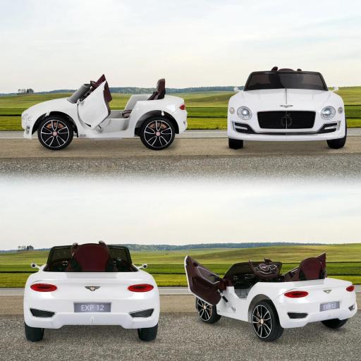 Coche Eléctrico para Niños Bentley GT Coche de Batería para Niños de +3 Años Velocidad 2,5-5 km/h 108x60x43 cm Blanco [6]