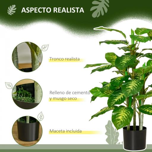Aglaonema Artificial Planta Sintética de 95 cm con 42 Hojas Decoración para Hogar Oficina Verde [7]
