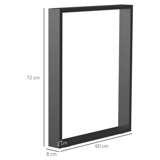 Conjunto de 2 Patas para Mesa Patas de Diseño Rectangular con Tornillos Incluidos para Mesa DIY 60x72 cm Negro [2]