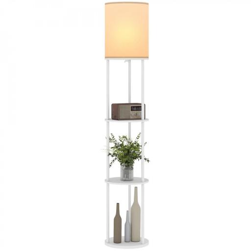 Lámpara de Pie con Estantes con 3 Temperaturas de Color Control Remoto para Salón Dormitorio Oficina Blanco [9]