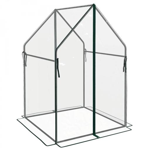 Invernadero de Terraza con 2 Puertas con Cremallera Anti-UV para Cultivo de Plantas Flores 90x90x145 cm Transparente [8]