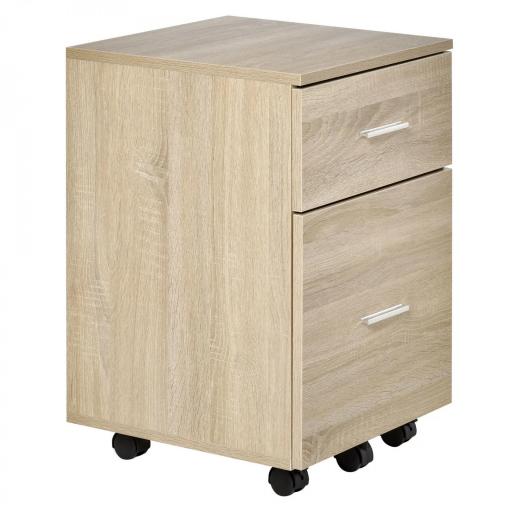 Cajonera de Escritorio con 2 Cajones Ruedas Archivador Móvil para Archivos A4 o Cartas 39,5x39x58,5 cm Roble [8]
