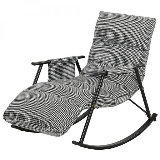 Silla Mecedora con Respaldo y Reposapiés Ajustables Mecedora Sillón Balancín Tapizado en Lino 62x100x89 cm Negro [8]