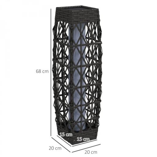 Lámpara Solar de Ratán Sintético con Luces LED Encendido/Apagado Automático para Exterior 20x20x68 cm Gris [1]