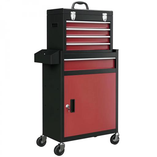 Carro de Herramientas Caja de Herramientas de Acero Carro de Taller con Ruedas Puerta y Cajones para Taller Garaje Rojo [8]
