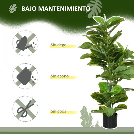 Planta Ficus Artificial 110 cm Planta Artificial con 90 Hojas Musgo y Maceta para Interior y Exterior Verde [8]