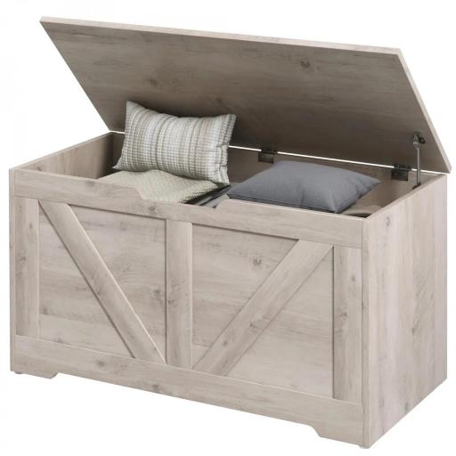 Baúl de Almacenaje para Dormitorio 100 L Puff de Almacenaje con Tapa Bisagra de Seguridad 80x40x45 cm Gris [6]