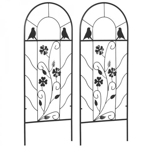 Juego de 2 Enrejados de Jardín Soportes para Enredaderas de Acero para Flores Plantas en Patio 38x98 cm Negro [8]