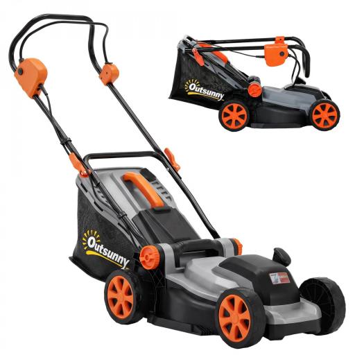 Cortacésped a Batería Inalámbrico 18V con 2 Baterías de 4Ah Ancho de Corte de 34 cm y Función de Mulching Motor 700 W [9]