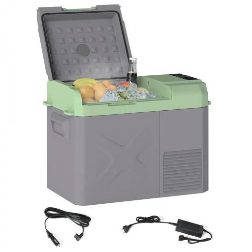 Nevera Portátil Eléctrica 24,2L Refrigerador de Coche 12V-220V -20℃ a +20 ℃ con Pantalla Luz LED 60,2x33,4x41,4 cm Gris [9]