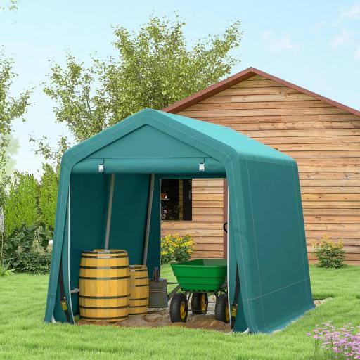 Carpa de Jardín Exterior 2,4x2x2 m Cobertizo Exterior con 2 Puertas con Cremallera Impermeable Anti-UV Carpa Verde [1]