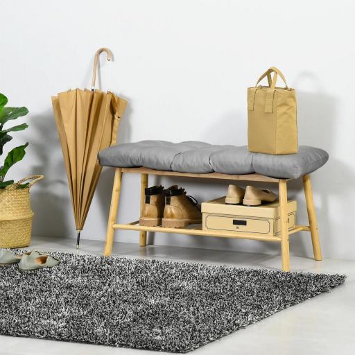 Cojín para Banco de 2 Plazas para Interior y Exterior con 8 Puntadas para Sillas Sofás 110x48x8 cm Gris [4]