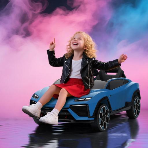 Coche Eléctrico para Niños de +3 Años con licencia Lamborghini Batería 12V Mando a Distancia 2,4 G Motor Doble Azul