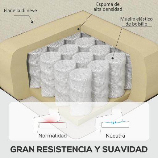 Sillón de Salón con Reposacabezas y Patas de Madera Butaca Carga 160 kg para Dormitorio Oficina Sala de Estar Crema [3]