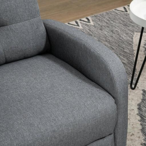 Sillón Reclinable Manual Sofá Individual con Reclinación hasta 155º Carga 150 kg Gris [7]