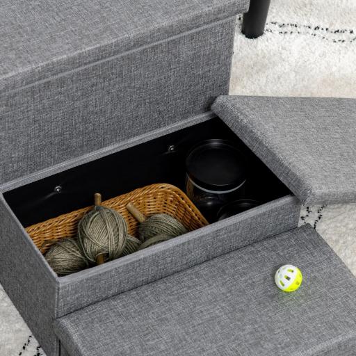 Escalera para Mascotas de 3 Peldaños Escalones para Perros Gatos con Espacio de Almacenamiento 63,5x42,5x40,5 cm Gris [6]