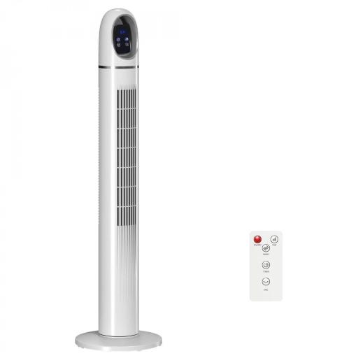 Ventilador de Torre con Control Remoto 3 Velocidades 3 Modos Temporizador 24H Oscilación 70° Pantalla LED Blanco [9]