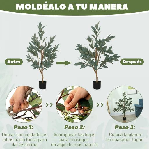 Árbol Artificial de Laurel 120 cm Decoración para Hogar Oficina Balcón Dormitorio Verde [3]