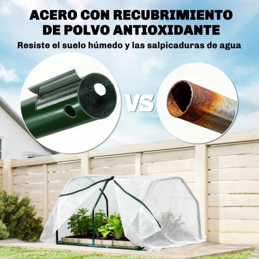 Invernadero de Terraza 100x70x60 cm Vivero Casero Pequeño de Jardín con Cremallera para Cultivos Plantas Flores Marco de Acero Cubierta de PE 140g/m² Blanco [3]