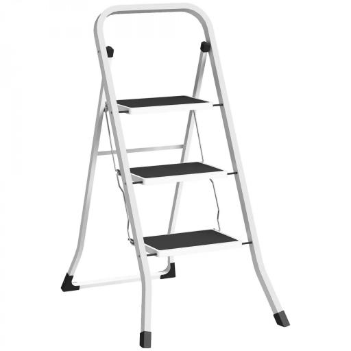 Escalera Plegable de 3 Peldaños 71x46,5x105,3 cm con Superficie Antideslizante Asa de Transporte y Carga Máxima 150 kg [4]