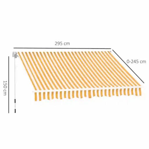 Toldo de Pared con Brazo Articulado y Manivela Marco Resistente de Aluminio y Cubierta de Poliéster 295x245 cm Naranja [1]