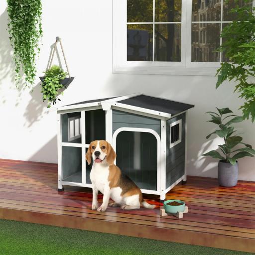Casa para Perros Pequeños con Techo Abatible Frontal de Acrílico y Fondo Extraíble 101x66,5x70,5 cm Gris Oscuro